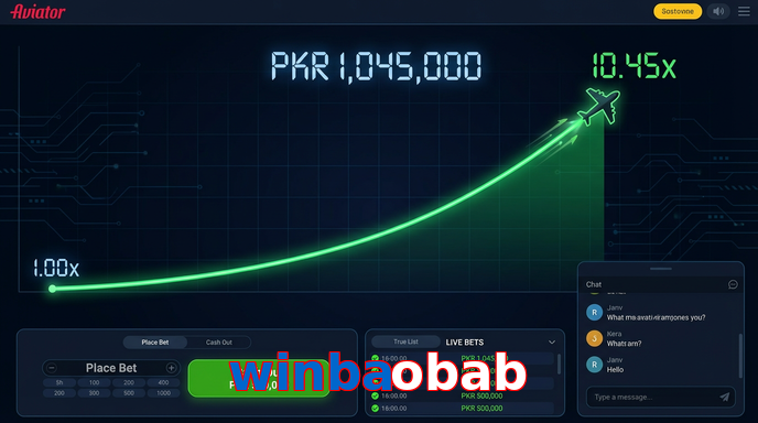 Main screen of Winbaobab aviator page for PK players